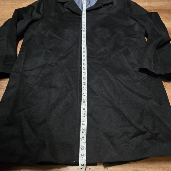 Mens Jacob Siegel  40R Loro Piana 100% Wool Black Coat - Picture 2 of 11